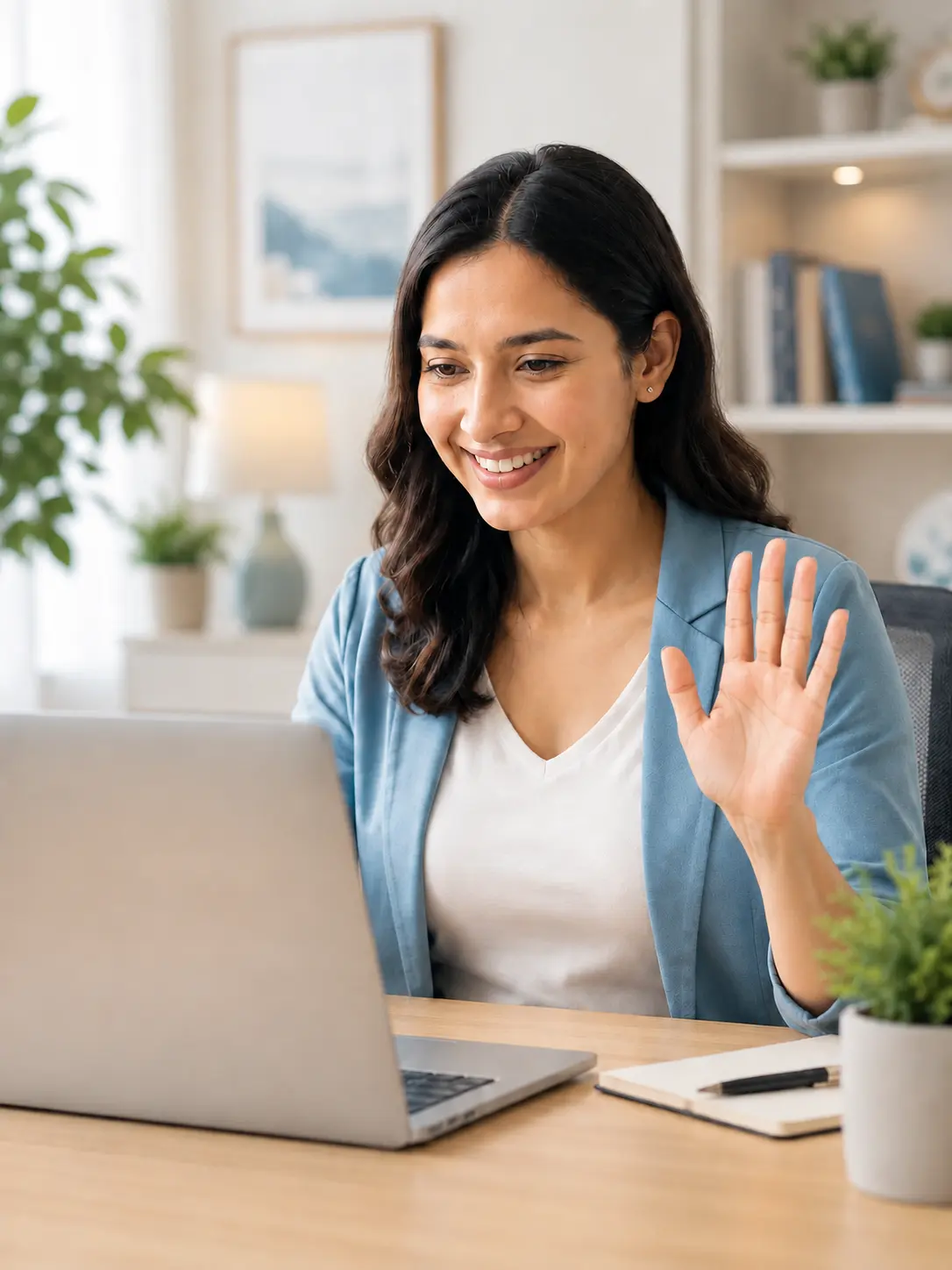 Therapist managing online appointments